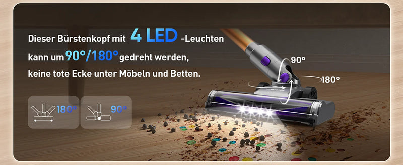 YISORA S3 Kabelloser Touchscreen-Staubsauger – Ideal für Haare und Teppiche