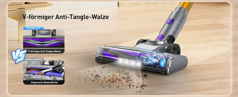 YISORA S3 Kabelloser Touchscreen-Staubsauger – Ideal für Haare und Teppiche